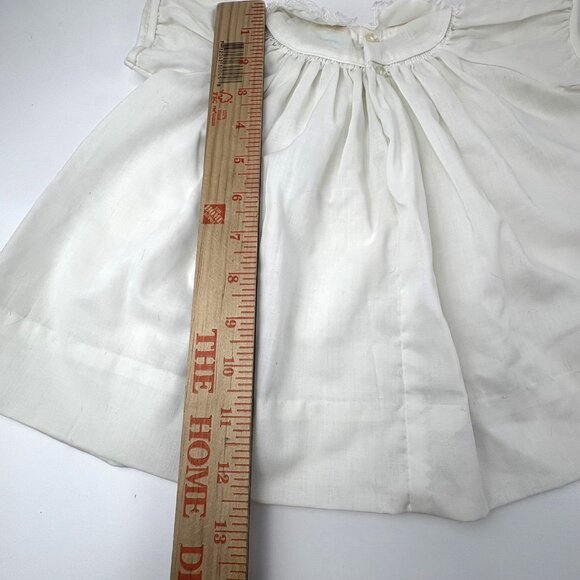 Vintage Nannette Baby Dress Hand Embroidered Pink Flowers Lace Collar 12” - Picture 6 of 6